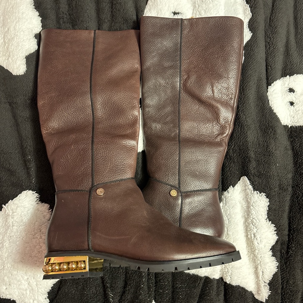 Karl Lagerfeld Brown Boots with Gold Heel